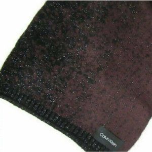 Calvin Klein Metallic Ombre Scarf Maroon / Black w/ Silver Metal Size One Size